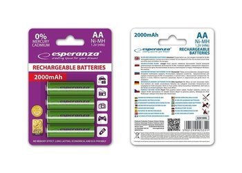 Akumulatorki AA Esperanza 2000mAh 4szt. zielone