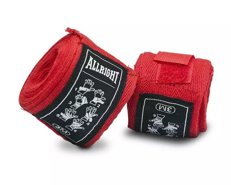 Bandaż bokserski Allright - Czerwony, 3m