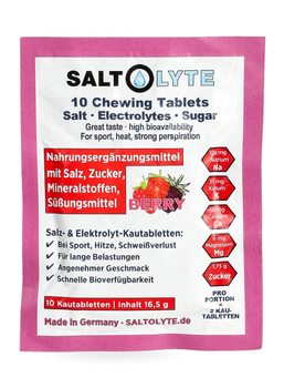 Elektrolityczne tabletki Saltolyte Chewing - 10szt - Jagodowe
