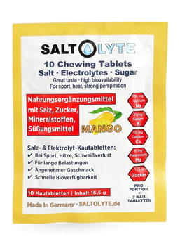 Elektrolityczne tabletki Saltolyte Chewing - 10szt - Mango