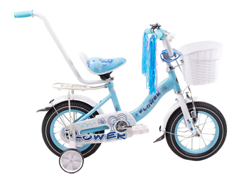 Rower dziecięcy FLOWER 12" błękitno-biały