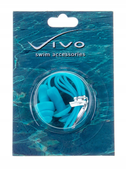 Zatyczki do uszu + pasek Vivo silikon PVC B-2005 jasnoniebieski