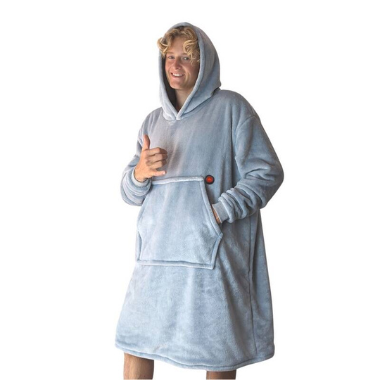 Ogrzewane, ultra miękkie ponczo ze złączem USB marki Glovii, współpracuje z dowolnym powerbankiem 2A