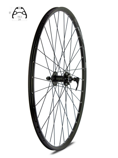 Koło przód 27,5 Disc piasta Shimano HB-TX505 Center Lock, obręcz Rodi Excalibur XC czarna - szprychy czarne