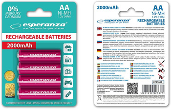 Akumulatorki AA Esperanza 2000mAh 4szt. czerwone