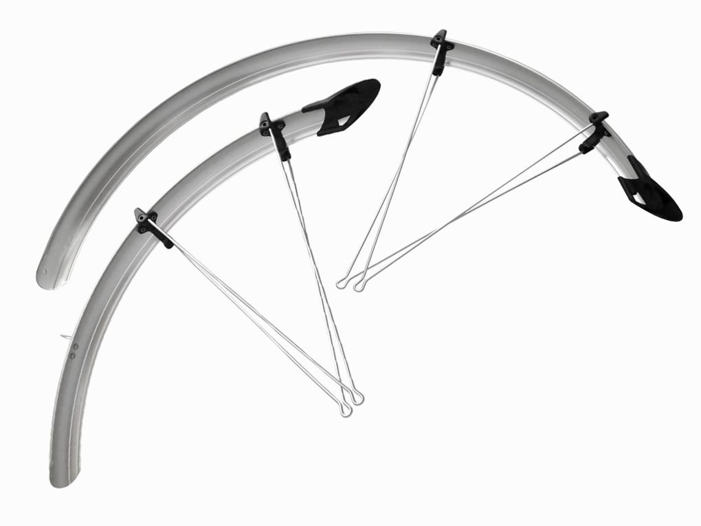 Błotniki Orion 24" x 53mm komplet z chlapaczem, srebrne