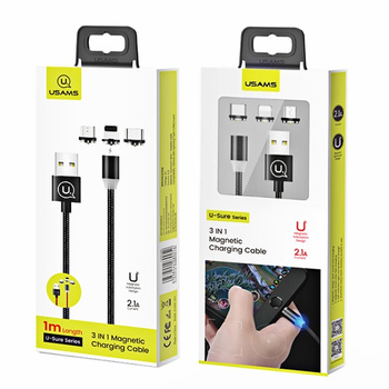 Kabel magnetyczny USAMS U-Sure 3w1 lightning microUSB/USB-C 1m czarny