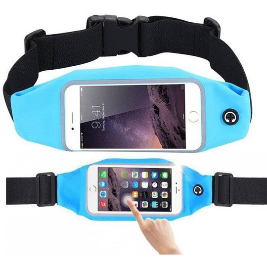 Uniwersalna Saszetka Nerka Pas Na Telefon 4.7" - niebieska