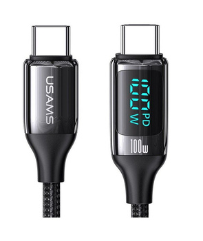 Kabel USAMS U78 USB-C/USB-C LED 2m 100W Fast Charging czarny/black US-SJ558