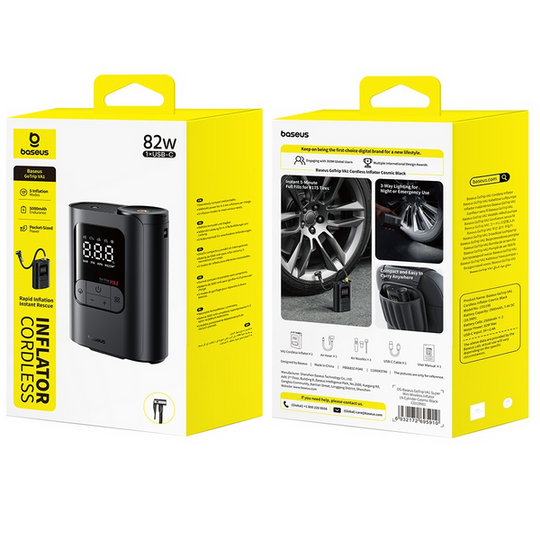 Kompresor bezprzewodowy Baseus GoTrip VA1 Super Mini z 3 końcówkami - czarny