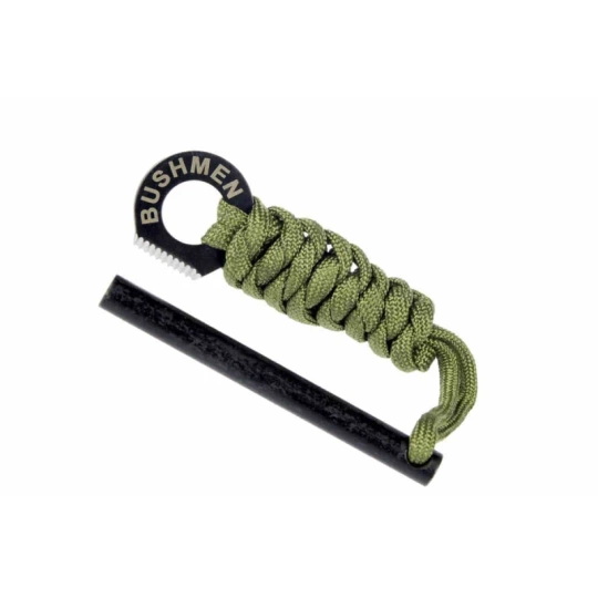 Wszechstronne krzesiwo Bushmen REBEL z linką 100 cm zielone