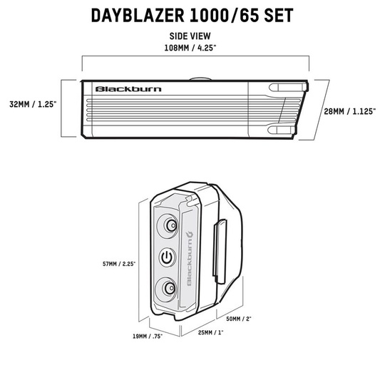 Zestaw lamp BLACKBURN DAYBLAZER 1000 przód 1000 lumenów 65 lumenów tył