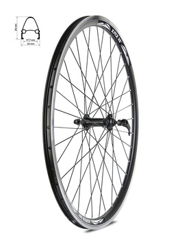 Koło przód 26" obręcz XMX stożek czarna-piasta QR aluminiowe łożyska maszynowe czarna