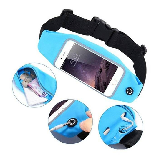 Uniwersalna Saszetka Nerka Pas Na Telefon 4.7" - niebieska
