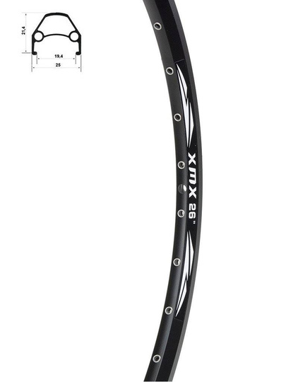 Obręcz XMX 26" DISC 36-otworów czarna 