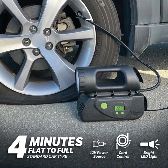 Kompresor z diodą LED / cyfrowa pompka do opon Slime Deluxe 12V