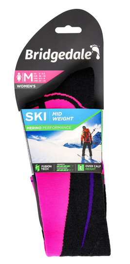 Skarpety narciarskie Bridgedale Ski Midweight Merino P - bl/fluo pink