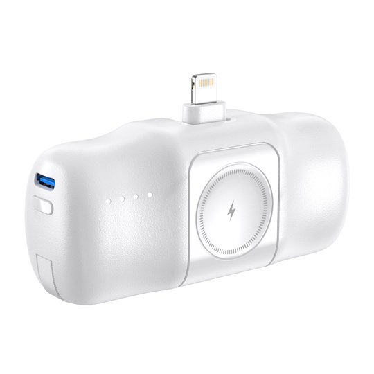 Mini powerbank 5000mAh 15W iPhone Lightning i ładowarką do Apple Watch - biały