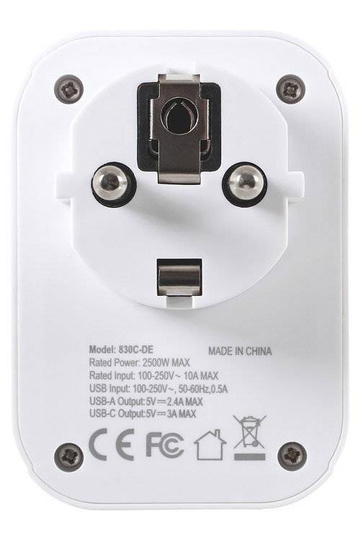 Adapter podróżny z USB i USB-C Ładowarka Lifeventure World to Europe Travel Adaptor