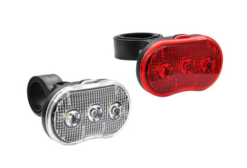 Zestaw lamp ostrzegawczych Verso przód+tył 3 LED baterie 2xAAA