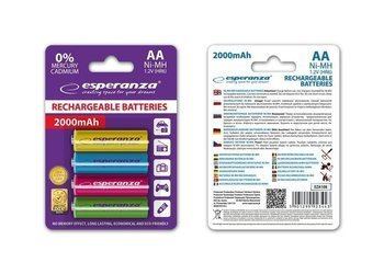 Akumulatorki AA Esperanza 2000mAh 4szt. mix kolorów