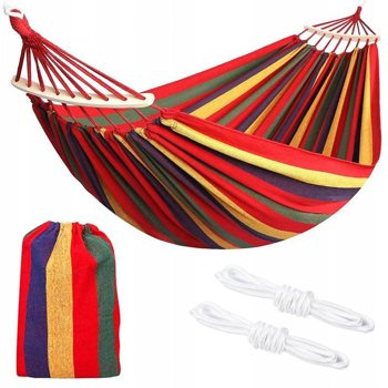 Hamak jednoosobowy 190x80cm z drążkiem 40 cm