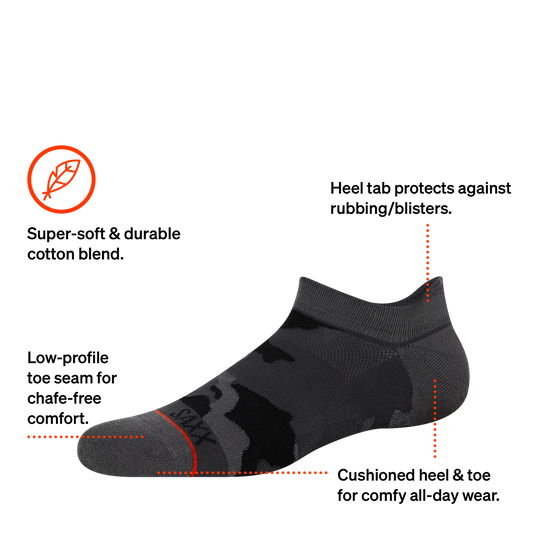 Skarpetki stopki męskie z bawełną SAXX - czarne moro