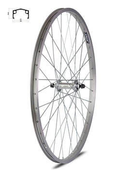 Koło przednie 28" obręcz aluminiowa, piasta stalowa.