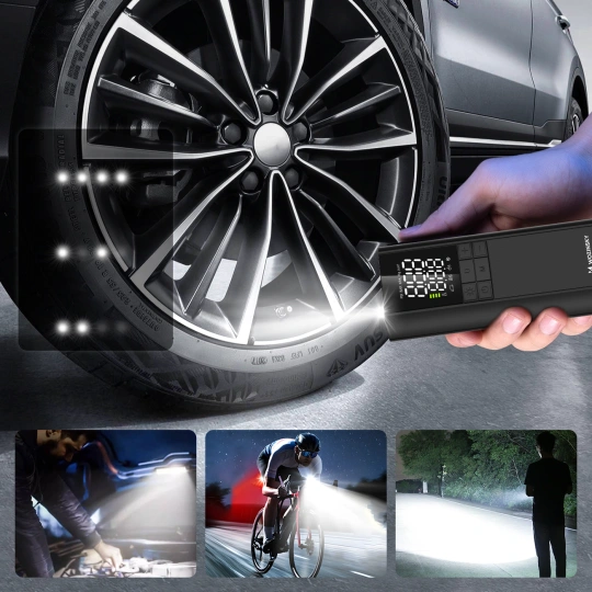 Kompresor Wozinsky WPEP-8000 pompka elektryczna powerbank 8000mAh latarka - czarny