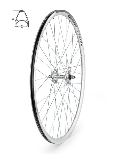 Koło przód 28" srebrne piasta JY-565 -OSTRE KOŁO-