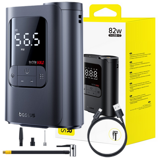 Kompresor bezprzewodowy Baseus GoTrip VA1 Super Mini z 3 końcówkami - czarny