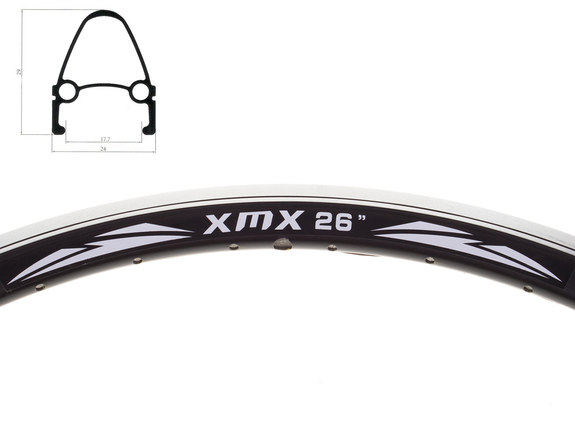 Obręcz XMX 26" stożek 36-otworów czarna CNC