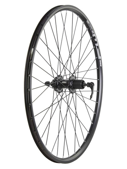 Koło tylne 27,5" piasta XMX-A291QR kaseta 8-9-10 rzędów, hamulec tarczowy, łożyska maszynowe, obręcz Rodi FW DISC czarne - szprychy czarne