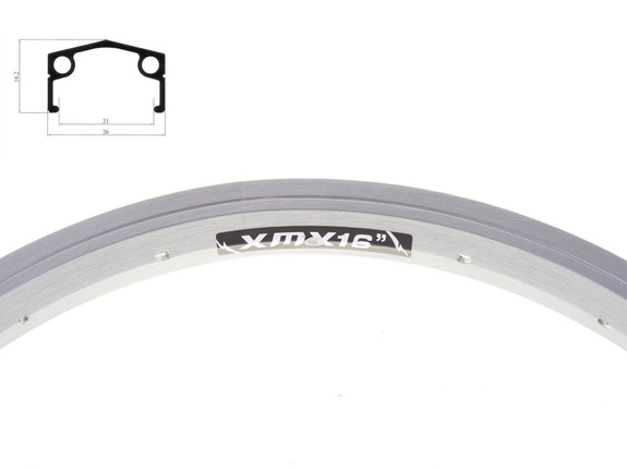 Obręcz aluminiowa 16" 21x16,2 mm 20-otw. srebrna anodyzowana