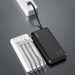 Uniwersalny powerbank Dudao K6Pro 10000mAh z kablem USB, USB Typ C, Lightning czarny