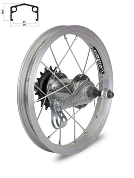 Koło tylne aluminiowe z piastą samohamowną Shunfeng - 12"