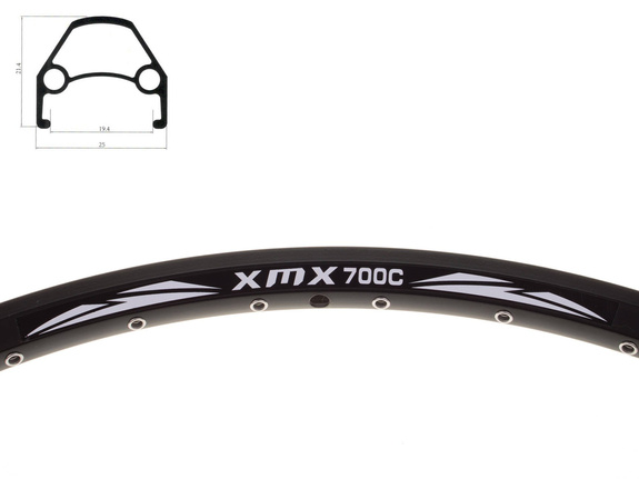 Obręcz XMX 28"-29" DISC 32-otworów czarna nitowana 