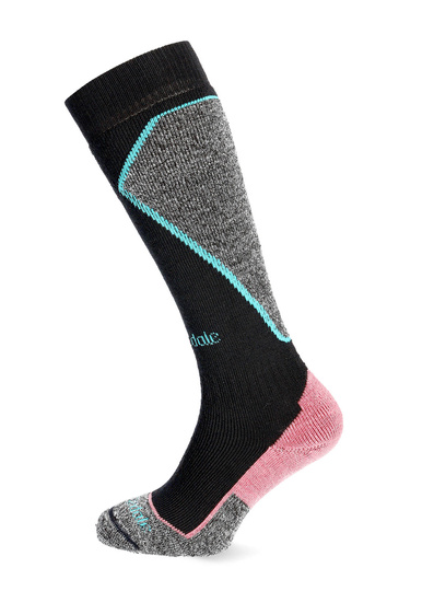 Damskie skarpety narciarskie Bridgedale Ski Mid+ Merino P Pattern - blk/crl
