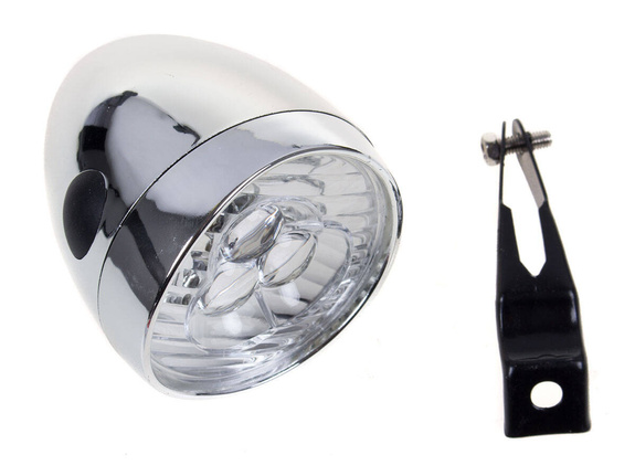 Lampa przednia Verso -764B Retro 3 diody LED, zasilane 3x AAA, srebrna