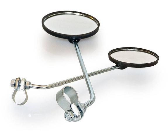 Lusterko rowerowe okrągłe WR-duże, długie ramie, mocowane na obejmę