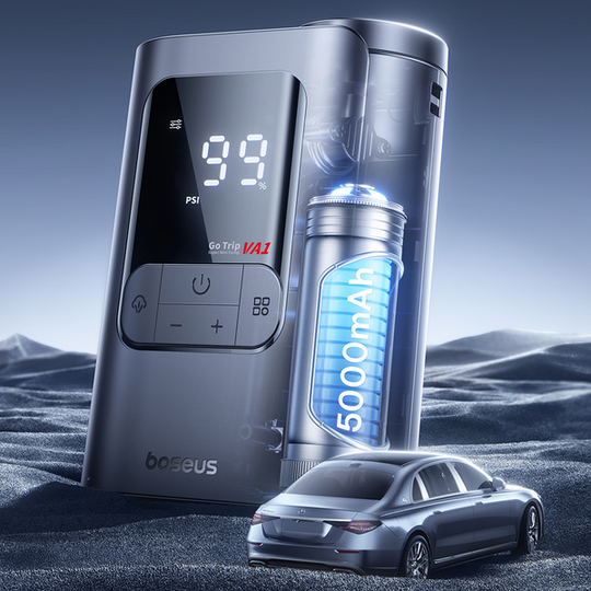 Kompresor bezprzewodowy Baseus GoTrip VA1 Super Mini z 3 końcówkami - czarny