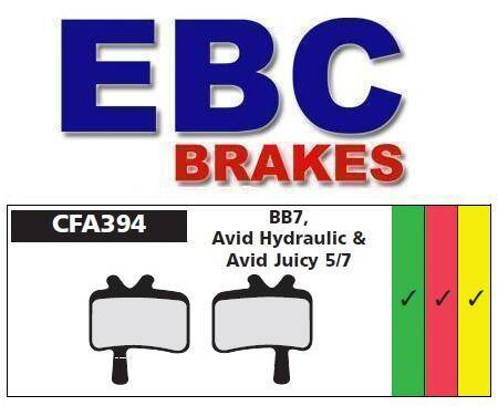 Klocki rowerowe EBC (organiczne) Avid System Juicy 3, 5 & 7 Hydraulic Ultimate & Mechanical BB7 CFA394
