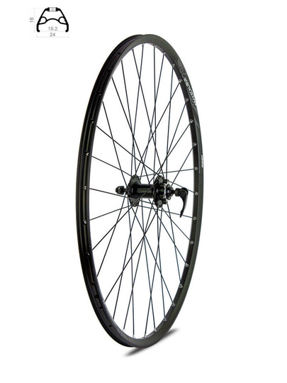Koło przód 26" DISC piasta XMX-A291QF hamulec tarczowy łożyska maszynowe obręcz Rodi Excalibur czarne