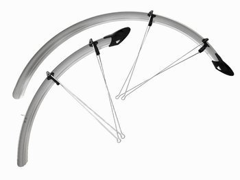 Błotniki Orion 28" x 53 mm srebrne komplet z chlapaczem