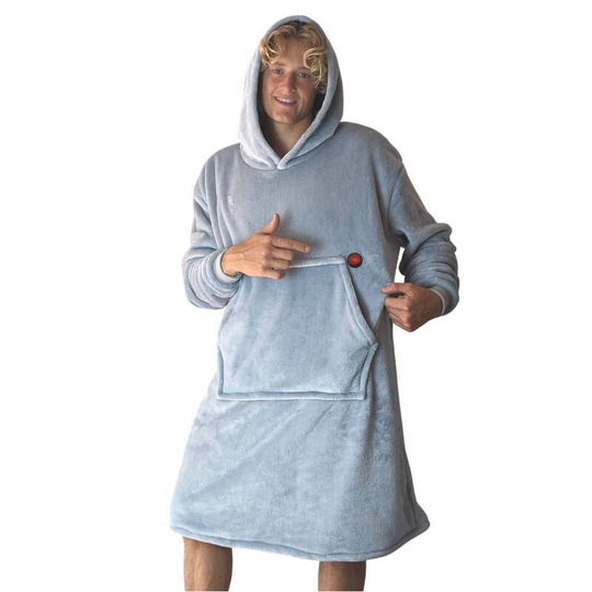 Ogrzewane, ultra miękkie ponczo ze złączem USB marki Glovii, współpracuje z dowolnym powerbankiem 2A