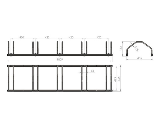 Stojak na rowery ECHO 5 na 5 rowerów, stal nierdzewna 