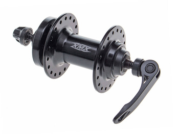 Piasta aluminiowa przednia XMX A282QF 36-otworów, QR, hamulec tarczowy,  3/8" 14G*36H*100*108, łożyska maszynowe ,oś CR-Mo, czarna