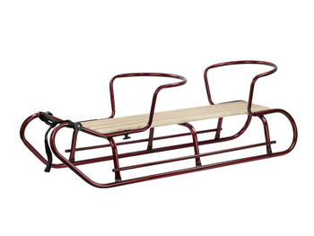 Sanki SONIA metalowe dwuosobowe z oparciami - bordowe 