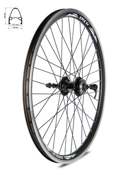 Koło tylne 24" piasta JY-D854SE pod hamulec tarczowy, obręcz stożkowa czarna