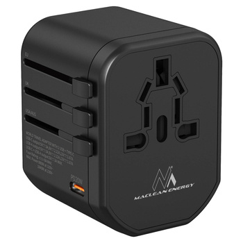 Adapter podróżny Maclean MCE238N, 2xUSB A + USB-C PD 20W, Quick Charge, 200 krajów świata